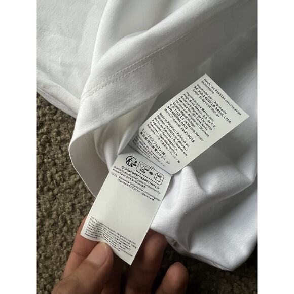 BOSS PENROSE 38 STRIPED COLLAR SLIM FIT POLO SHIRT Whit, Size M, NEW - Picture 8 of 10